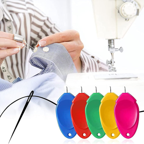 TOOVREN Needle Threader for Hand Sewing 12 Pcs Plastic Wire Hook Simple Threader for Needles Small Eye Needle Threader for Sewing Machine Needle T...